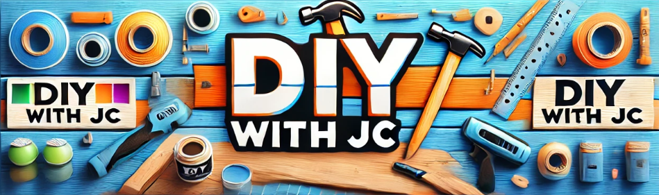 Banner showing DIY With JC text and assorted tools and supplies.